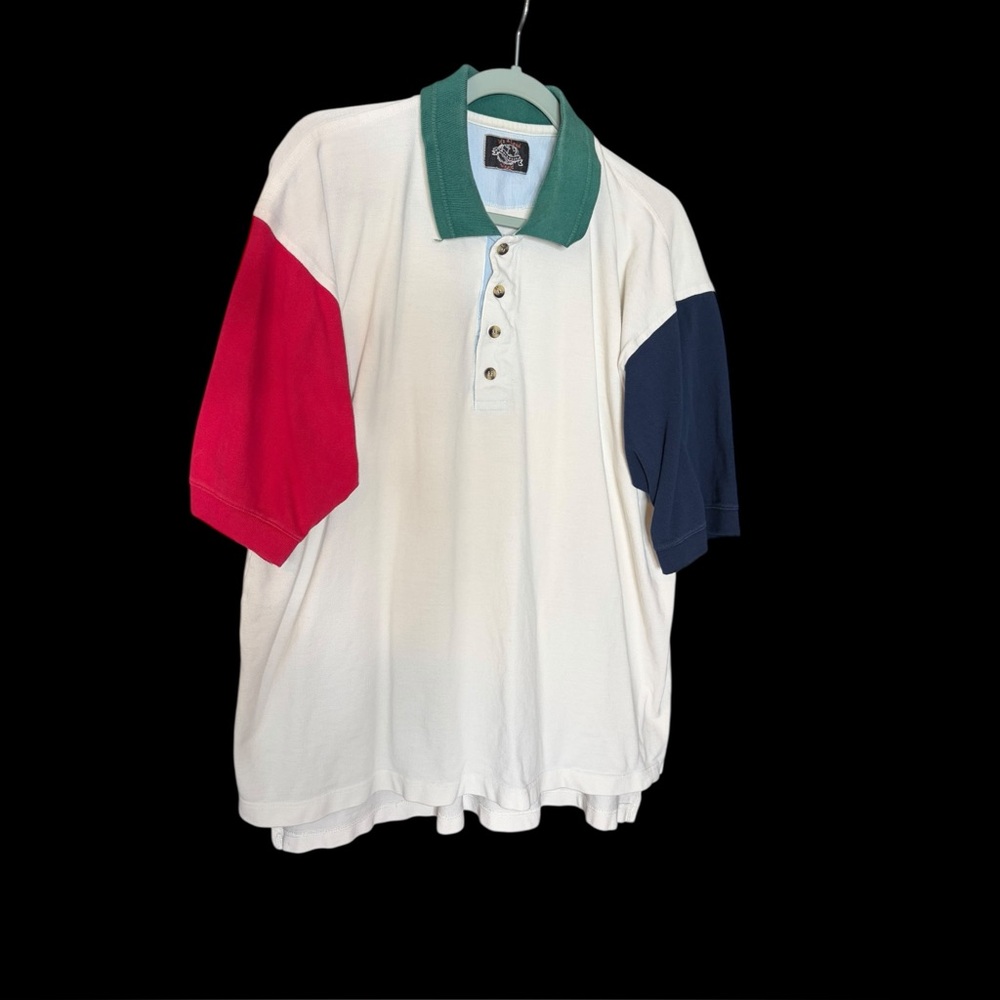 It's A Loud World by Artisitc 90s White Green Red Blue Polo No Size Tag